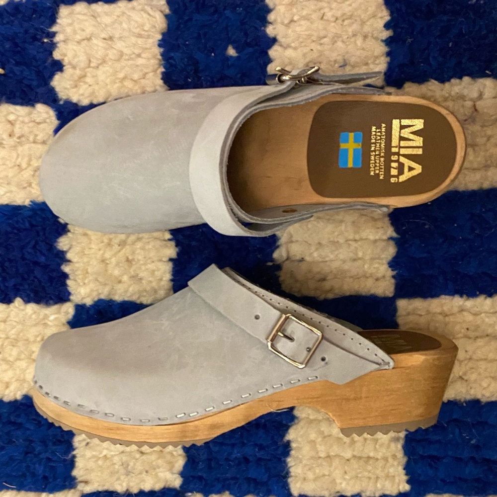 MIA free people Alma Swedish leather clog with wood sole New